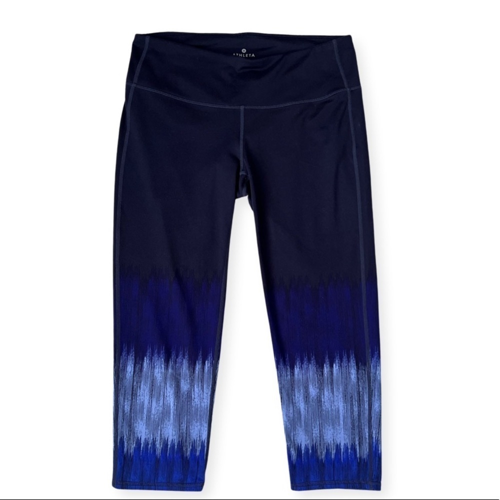 Athleta cropped blue multi leggings Size M